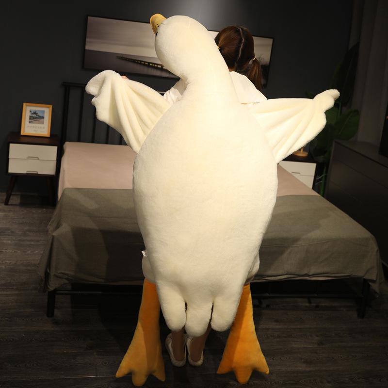 Big White Goose Throw Pillow Plush Toy Big Goose Doll Cloth Doll Bed Pinch Legs Sleeping Doll Birthday Gift Girl