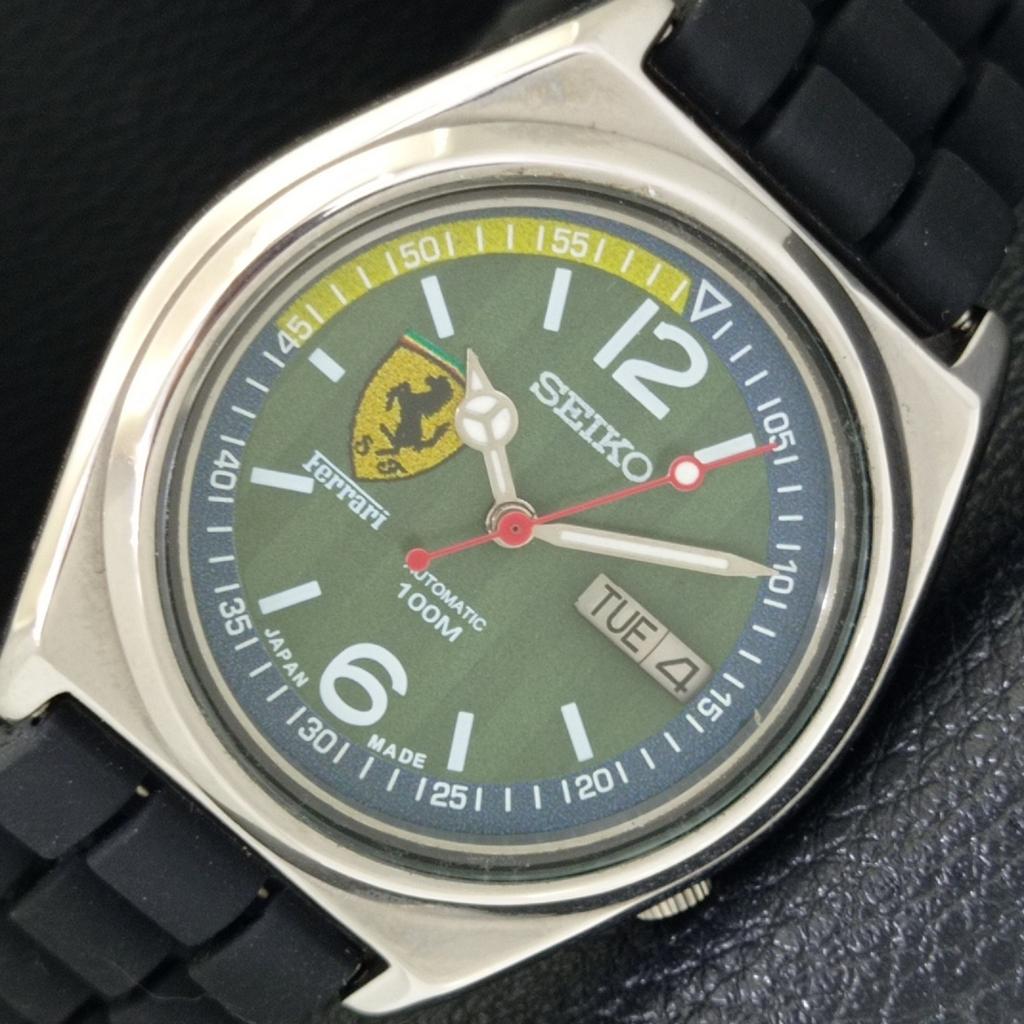 

AUTOMATIC VINTAGE SEIKO JAPAN 7009A MENS FERRARI DIAL WATCH a700487-5 R203-a700487