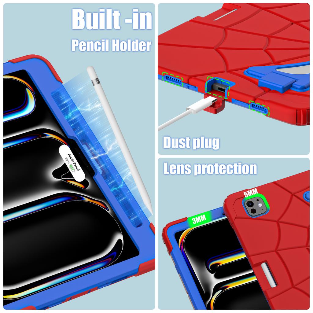 For iPad Pro 11 (2025)/11 (2024) Case Silicone+PC Kickstand Tablet Cover