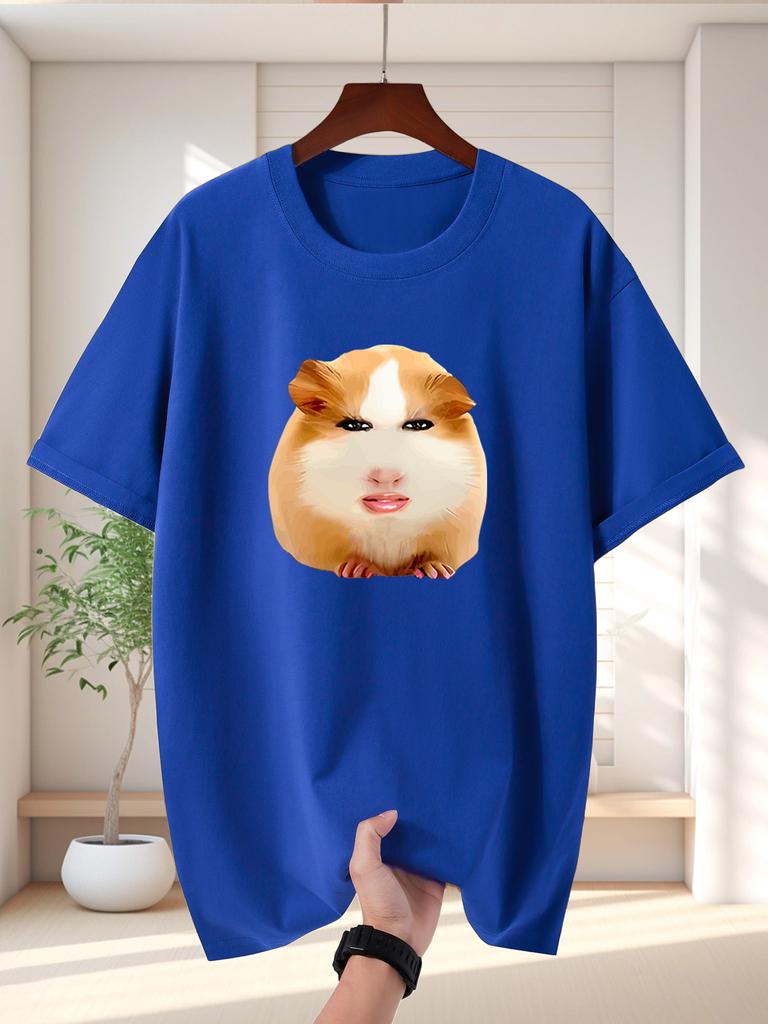 Funny Face Guinea Pig Unisexs Crew Neck T Shirt Meme Hamster Hybrid Graphic Short Sleeve Tee Viral Pet Casual Male Street Tops