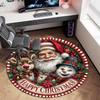 Cute Christmas Day Gift Bell Santa Claus Snowman Christmas Tree round rug Home Soft Decorative Anti slip Chair Mat Carpet Outdoor Floor Mat Carpet 52