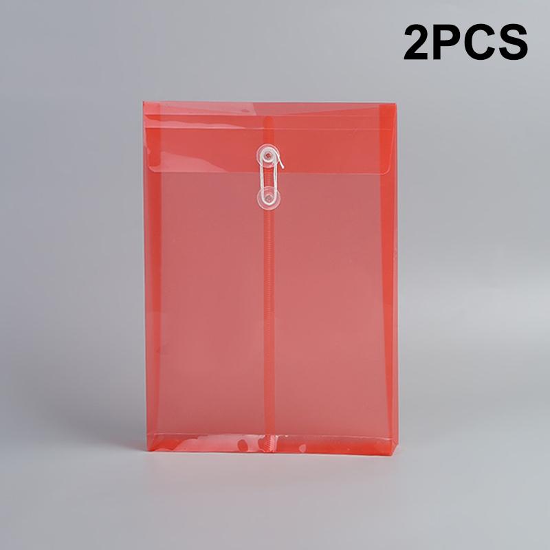 2Pcs Waterproof Envelopes With Cord Buckle Super Thick A4 Size Plastic Folder Extended Angle Braces Reusable Clear Envelopes