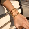 Stainless Steel Bracelets Set Gold Plated Multi Layer Geometric Zirconia Minimalist Elegant Jewelry for Women