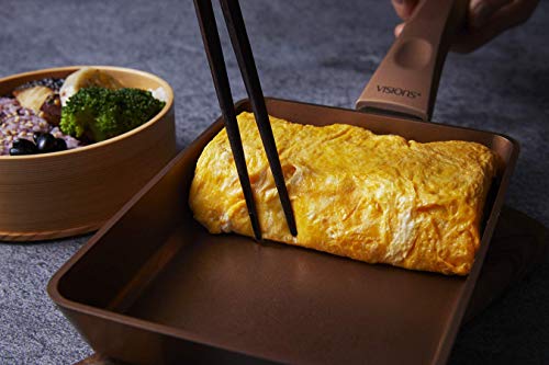 PEARL METAL VISIONS GOLD Coating IH Compatible Egg Pan, Tamagoyaki (Omelette Pan), 13 X 18 Cm, CP-8816