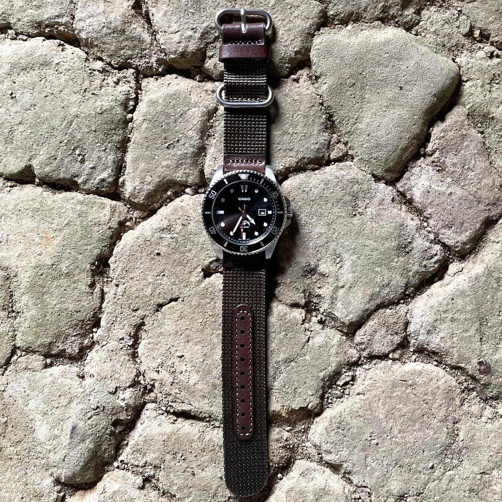 ATELIER CODEL Watch Crafted by Artisans for the Ultimate Military Nylon and Leather Band for Smartwatches with Leather Reinforced Made in Japan 18mm