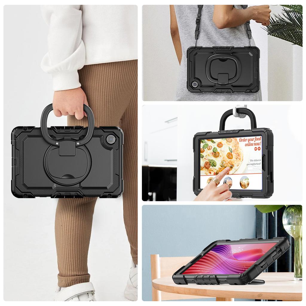 For Lenovo Tab K9 TB305FU Kickstand Case PC+Silicone Tablet Cover with Shoulder Strap