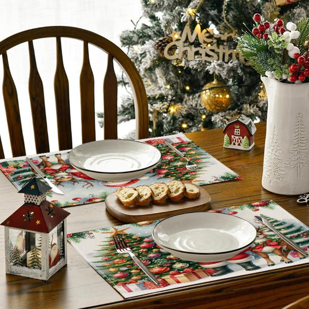 Christmas Decorative Placemats Holiday Kitchen Table Decoration Insulation Mats