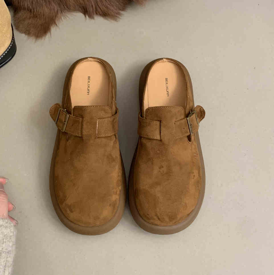 Fashion Walking Cozy Casual Baotou Half Slipper Loafers Female Fashion Slingback Slip On Mule For Women Platform New 2024 Design Comfort