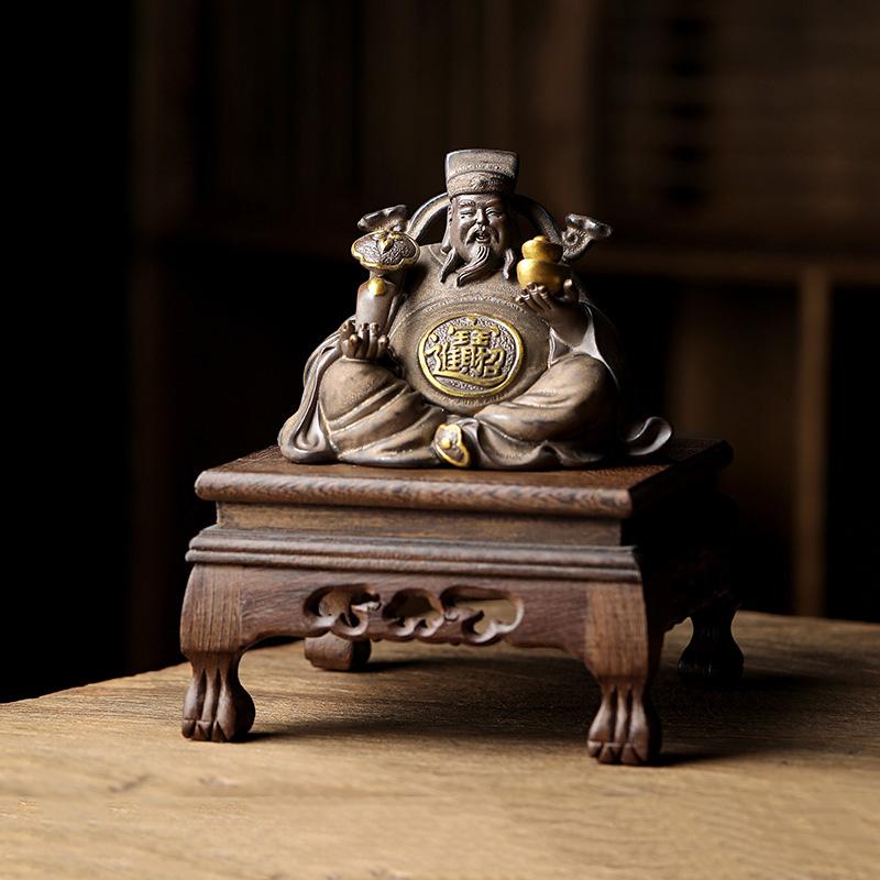 Ceramics God of Fortune Sculptures and Figurines High Quality Home Living Room Office Wealth Luck Feng Shui Decor Statue