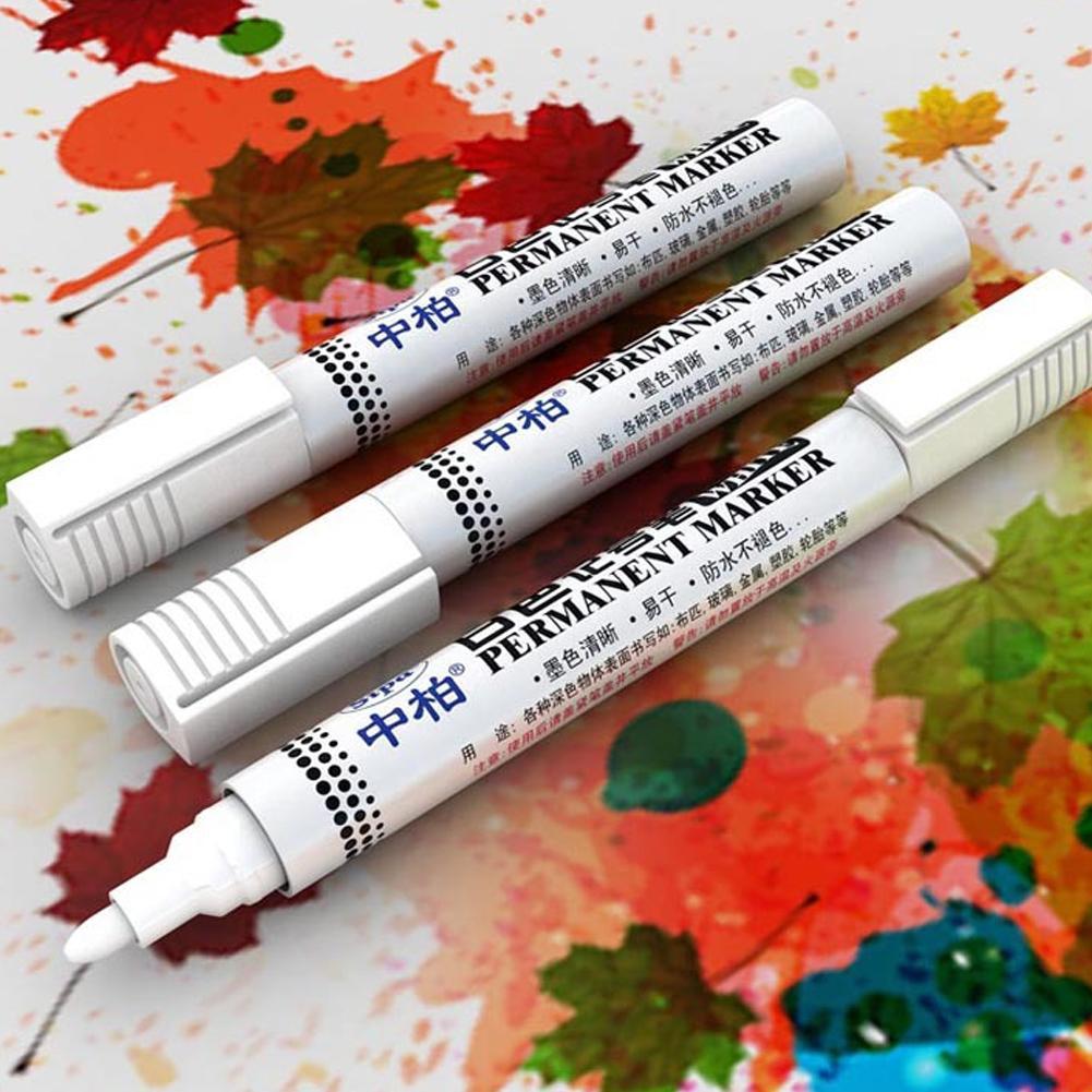 White Marker Pen Alcohol Paint Oily Waterproof Tire Painting Graffiti Pen Permanent Gel Pen for Fabric Wood Tire Painting Marker