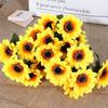 1 Bunch 7 Heads Artificial Sunflowers 29cm Shrubs Fake Flower Bouquet For Garden Bookstore Wedding Cafe Store Party Decor