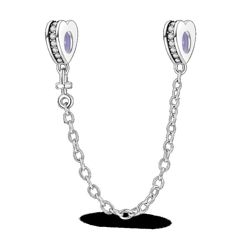 Silver Clasp 925 Silver CZ Pave Clip Charms Daisy Beads Stopper Safety Chain Fit Original Bangle Bracelet Jewelry Clip