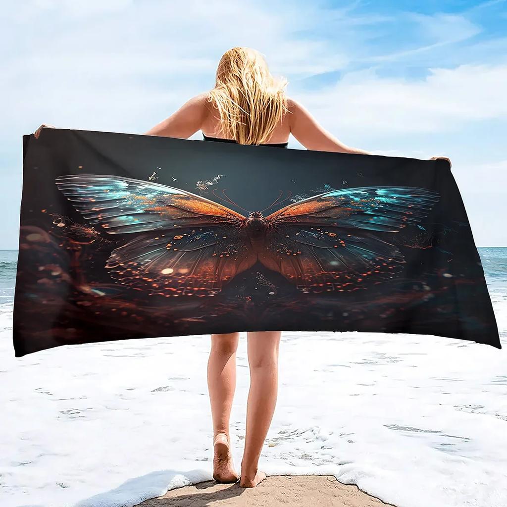 Butterfly Microfiber Sand Free Beach Towel Super Absorbent Lightweight Thin Towel Blanket for Pool Swimming Bath Camping Yoga