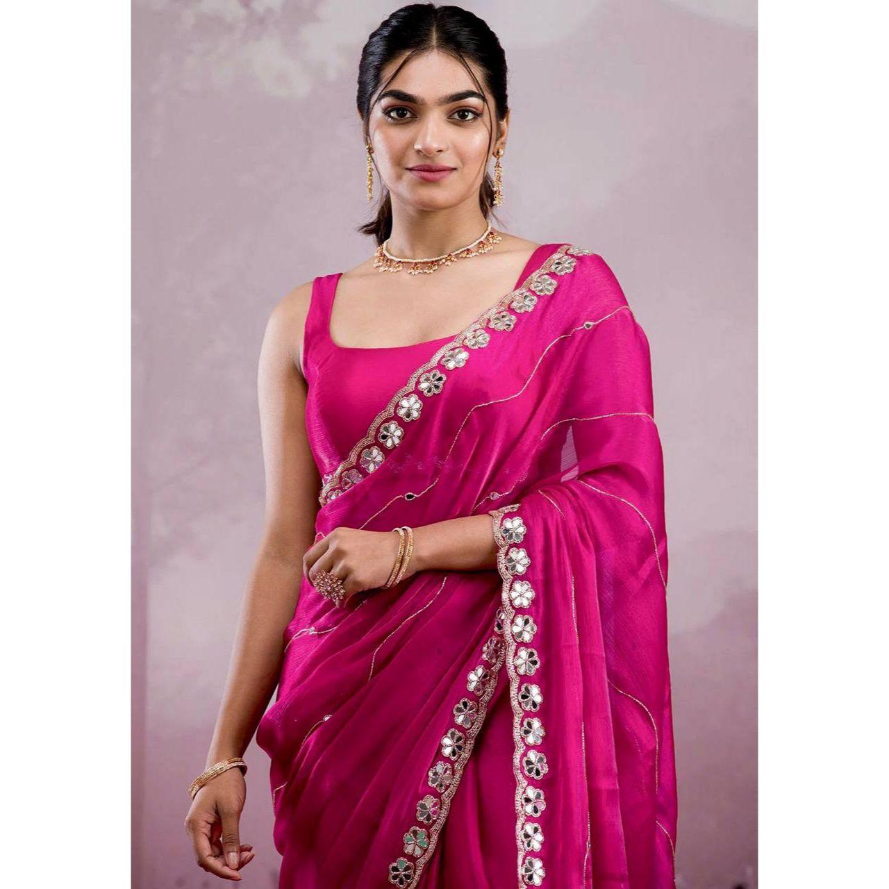 Premium Designer Mirror Work Saree Collection