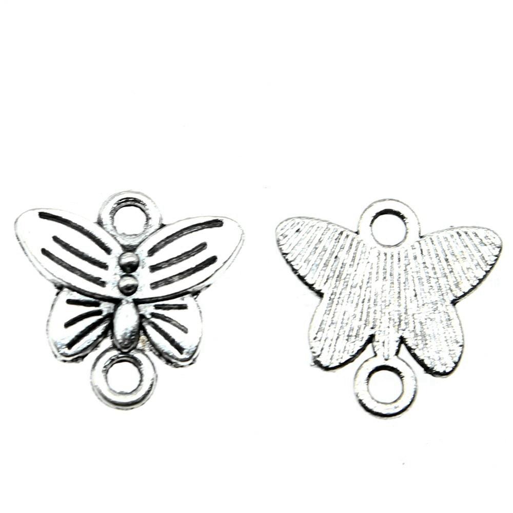 

20 шт., подвески-бабочки, подвески, античное серебро, цвет цинкового сплава, 14X14 мм