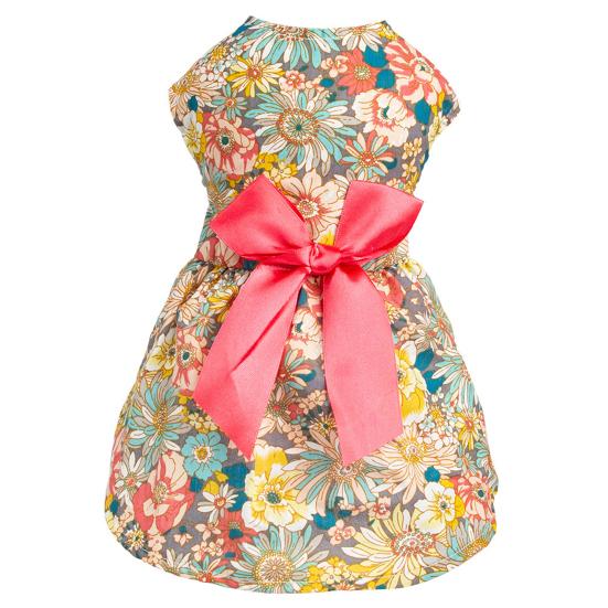 Vestido de princesa para cachorro adorável confortável para animais de estimação atraente macio laço floral vestido para cachorro filhote de cachorro uso diário