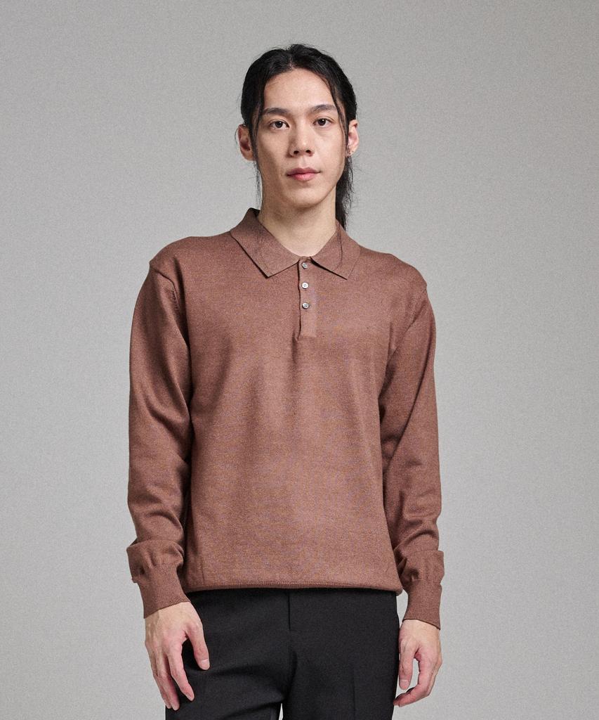 ANALOG MOOD Semi-Collar Neck Knit (Brown)