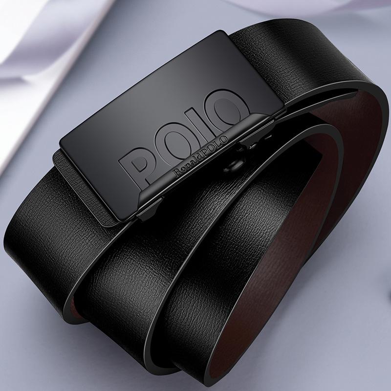 Platinumstone Men's Genuine Leather Belt - Automatic Buckle, Business Casual, in Stock.