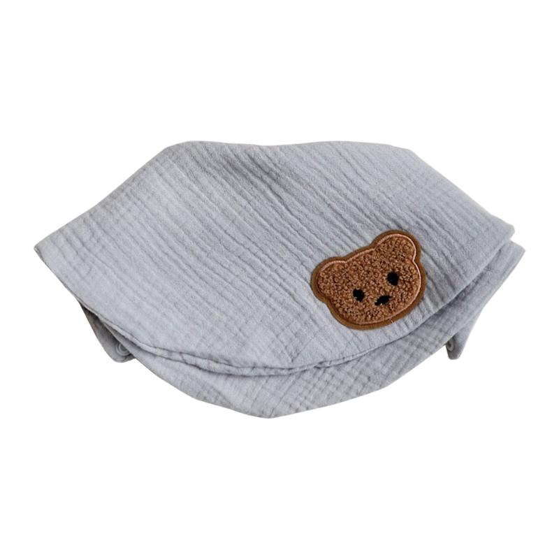 

Infant Cotton Bib 2-Layer Cute Bear Pattern Saliva Towel Comfortable Toddler Teething Bib Towel for Sensitive Skin Baby серый