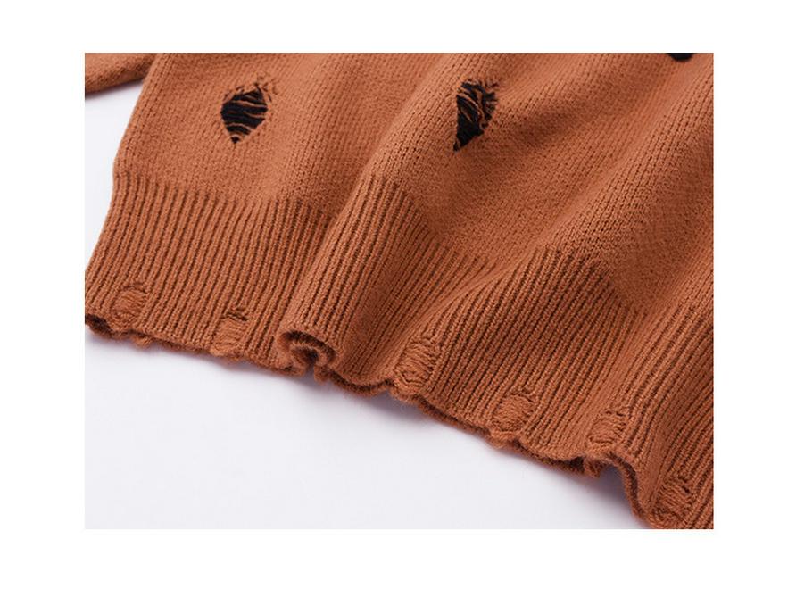 XHK2568 Plus Size Women's Winter Sweater - Hollow Out Butterfly Design, Soft and Cozy