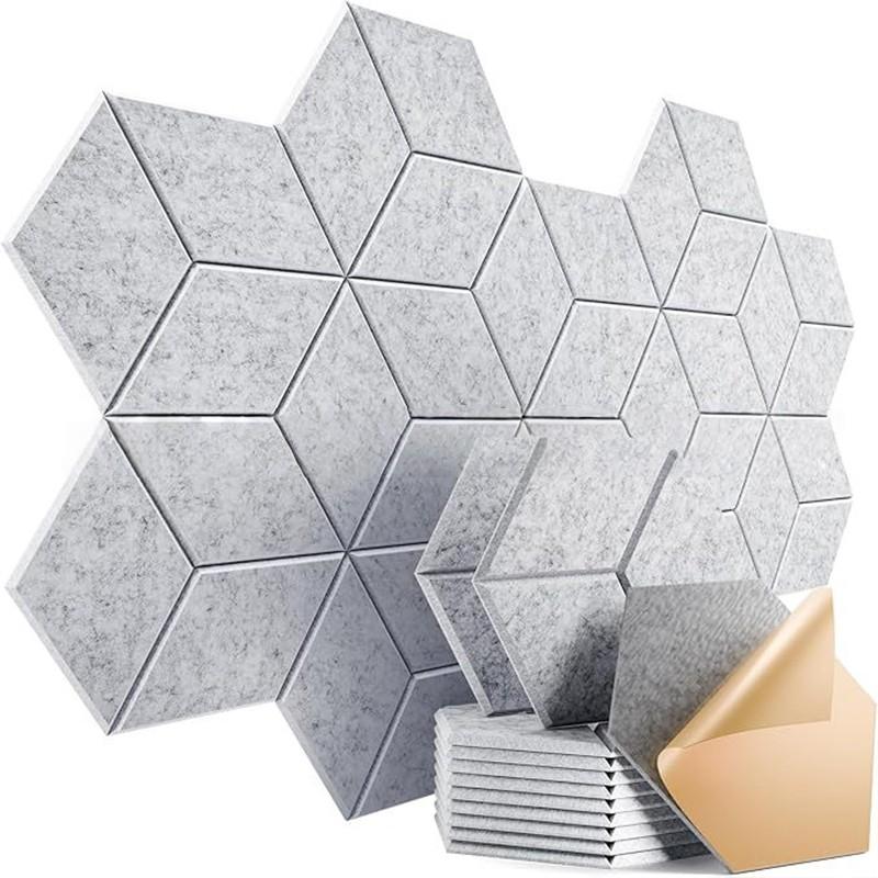12pcs Tile Stickers Self-Adhesive Hexagonal Acoustic Panels Y-Shaped for Home Interior Decor Living Room Decoration Stickers