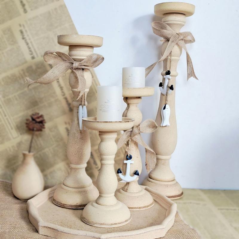 1/2PC Candle Holders Party Table Decor Home Decor Candles Stickers Minimalist Roman Column Photo props Wooden Vintage Rustic