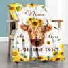 Sunflower Beef Personalized Name Blanket Throw Customizable Blanket Soft Warm Cozy for Office Chair Home Decor Chair Living Room for All Occasions