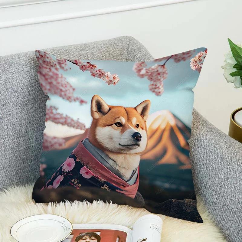 Pillowcase 45*45 Shiba Inu Pillow Cases For Bed Chair Cushion Cover 45X45Cm Fall Decoration Decorative Pillows Lounge Chairs
