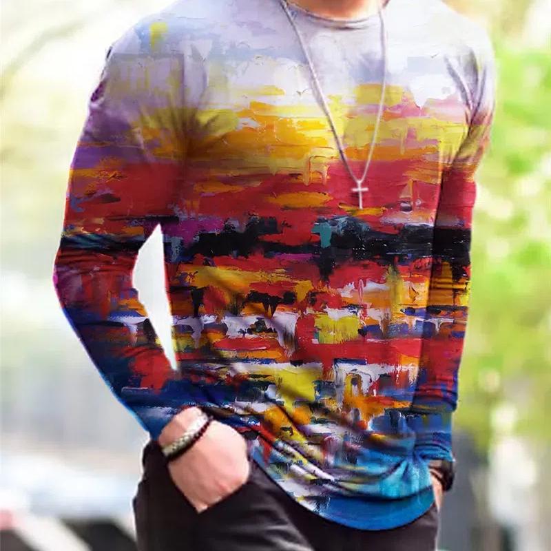 Gothic Street Style Hip Hop Rock Men's Long Sleeve T-Shirts Spring Autumn 3D Printing Youthful Vitality Tops Tees Plus Size 6XL