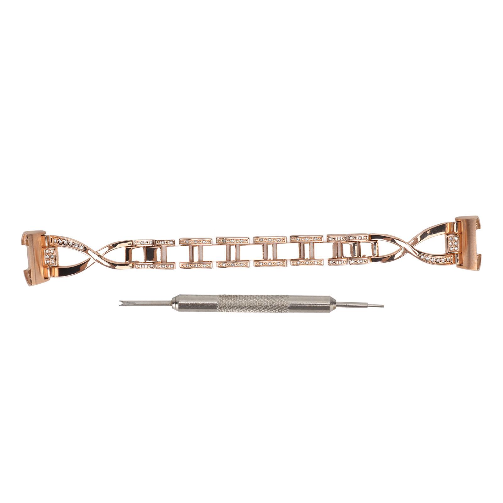 pour Bracelet de Montre Samsung Galaxy Alliage de Zinc Bracelet Bling Chic Remplacement Bracelet de Montre pour Hommes Femmes Pink Gold beige