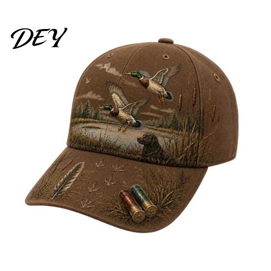 Cappello da Sole Casual da Campeggio, Berretto da Baseball Vintage da Caccia, Cappello con Fantasia Cane Anatra, Traspirante, Assorbe l'Umidità, Versatile, Copricapo da Esterno, Regolabile