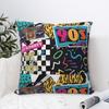 Retro 80 90s Square Pillowcases Polyester Seat Graffiti Music Cushion Case Funny Decorative Throw Pillow Case 4545