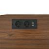 Record Cabinet HiFi Cabinet Sideboard MDF Oval Iron Feet Aluminum Handle Charging Station Cable Passage Sliding Door