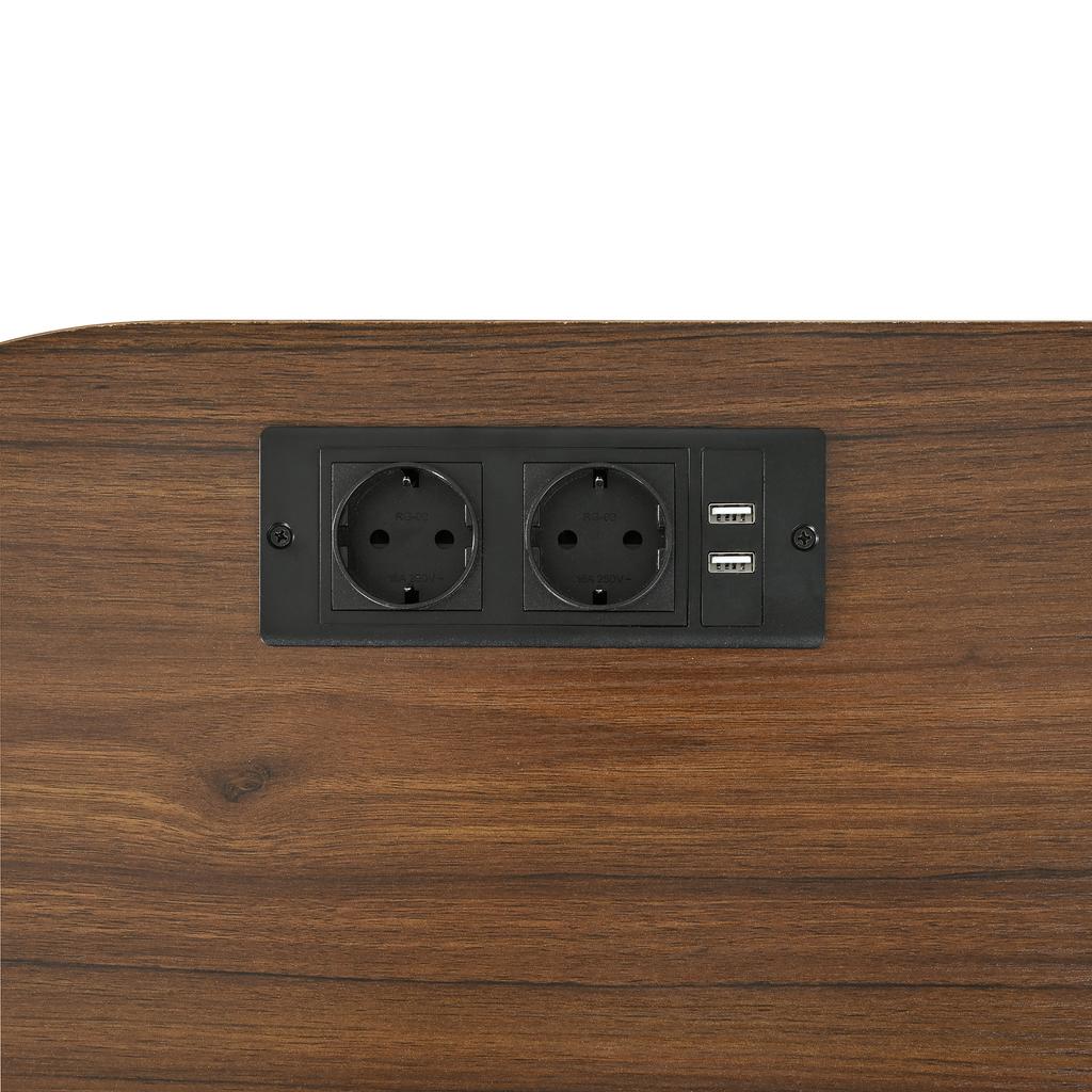 Record Cabinet HiFi Cabinet Sideboard MDF Oval Iron Feet Aluminum Handle Charging Station Cable Passage Sliding Door
