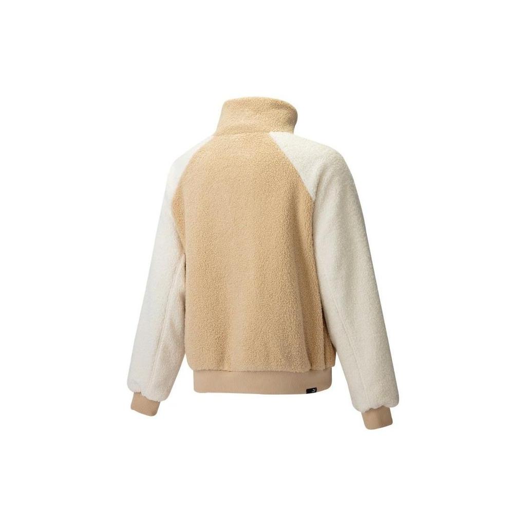 Puma FW22 Color Block Faux Shearling Zip Jacket Unisex Jackets Coffee 539569-20