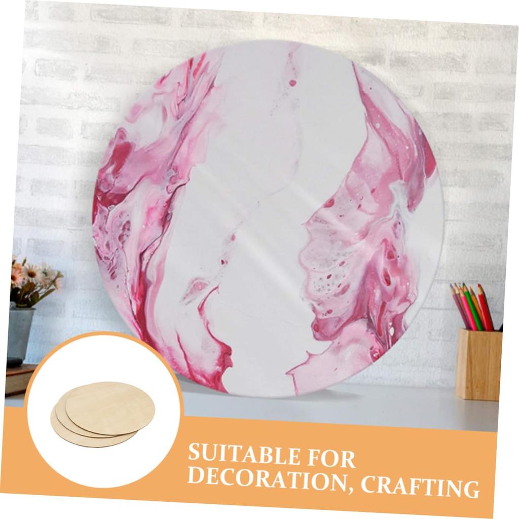 KALLORY Round Wooden Boards, 25cm, Set of 5, Wooden Plates, Round Wood, DIY Crafts, Handmade, Tole Painting, Signs, Trivets, Materials, Handmade Art