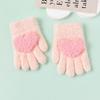 2Pairs Cute Children's Warm Gloves Heart Shaped Solid Plush Gloves  for Kids Toddler