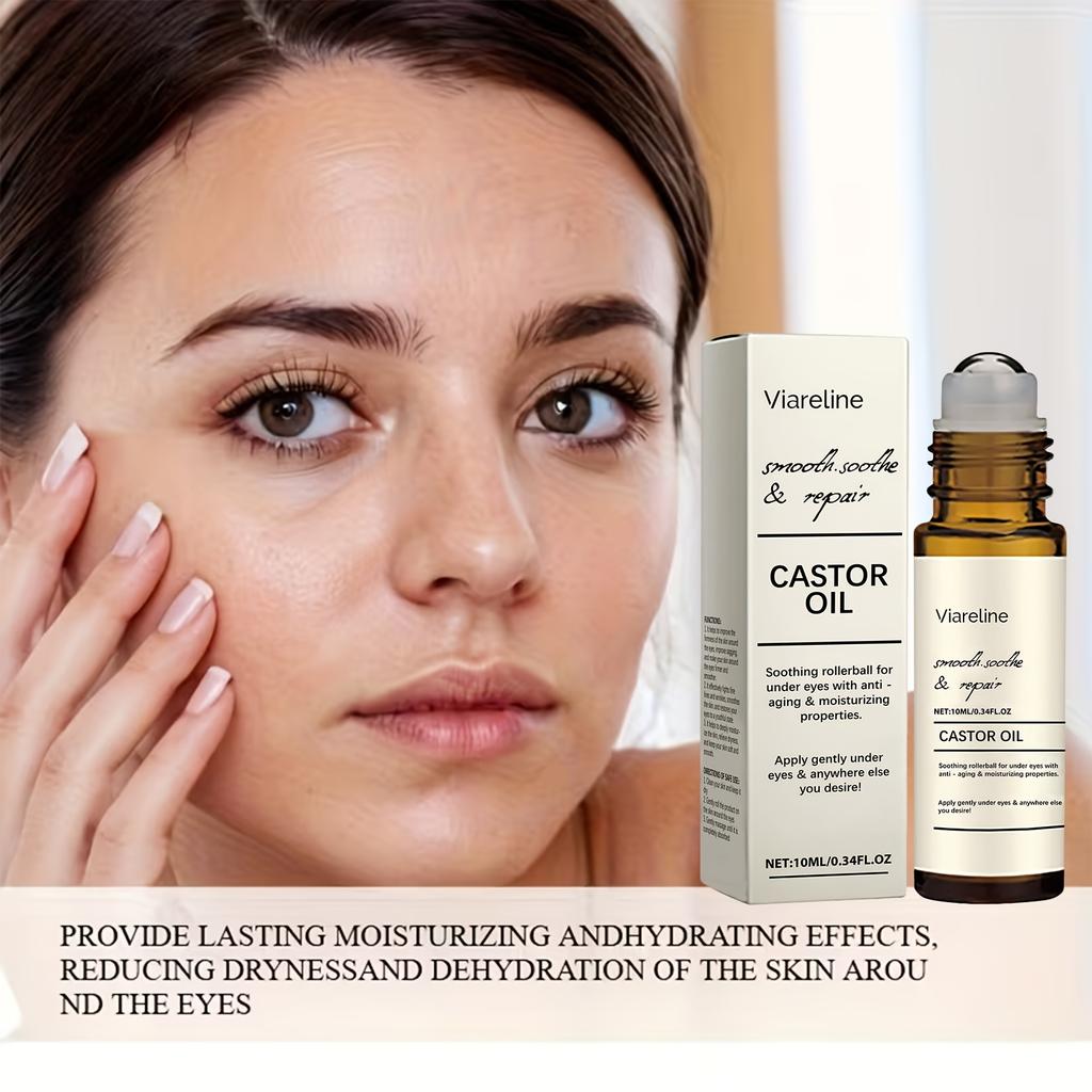 Castor Oil Eye Serum Anti-Wrinkle Remove Dark Circles Eye Bags Anti-Puffiness Lift Firm Ball Massage Moisturize Nourish Eye Care