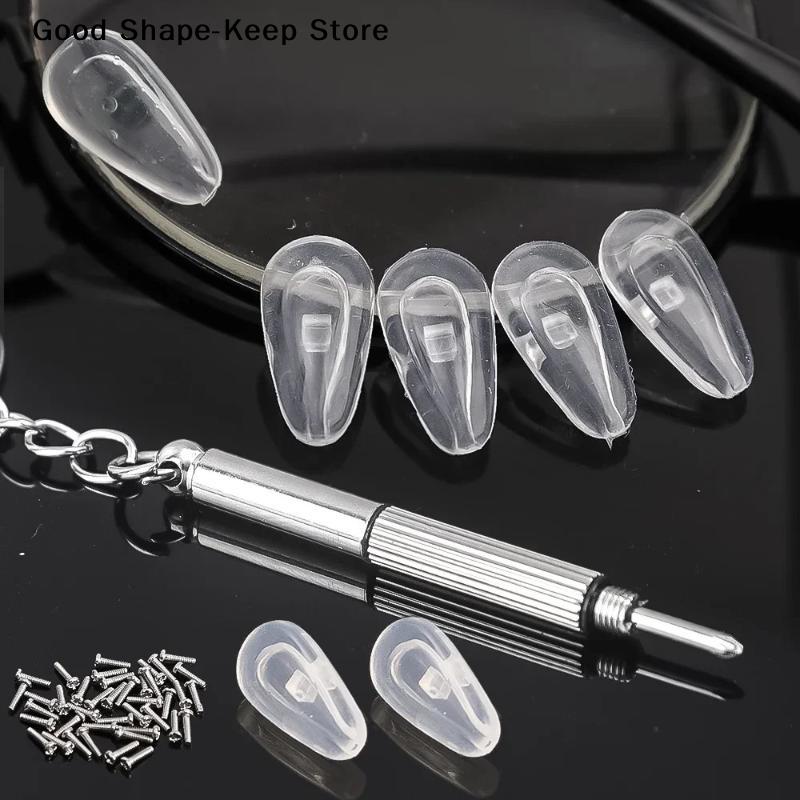 DIY Soft Silicone Air Chamber Glasses Eyeglasses Nose Pads With Screwdriver Replacement Repair Tools Anti-slip Nose Pad Screw