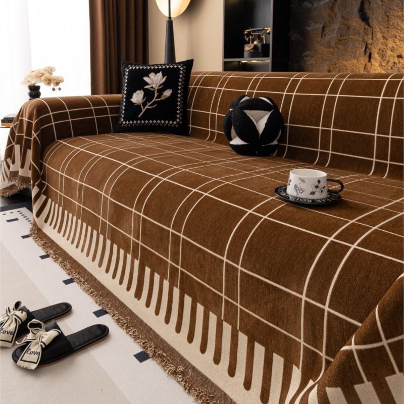 All-Season Universal Couch Camping Blanket Sofa Mat Chenille Ethnic Style Sofa Cover Full Coverage Non-Slip Couch Protector