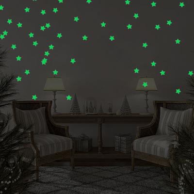 100Pcs Glow In Dark Star Fluorescente Brght 3D Adesivos de Parede de Plástico para Crianças Bebê Quarto Decoração de Teto Tamanho 3cm