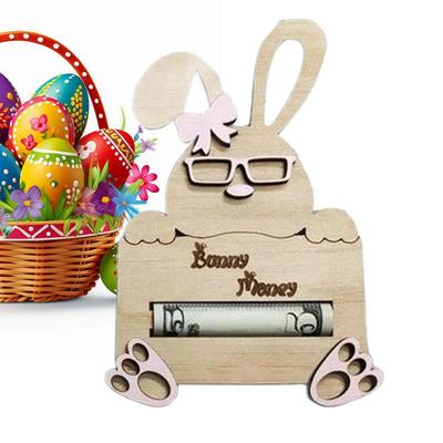 Easter Cash Holder Easter Bunny Money Wallet Wooden Greeting Card Holder Holiday Ornaments For Table Centerpiece Decorations