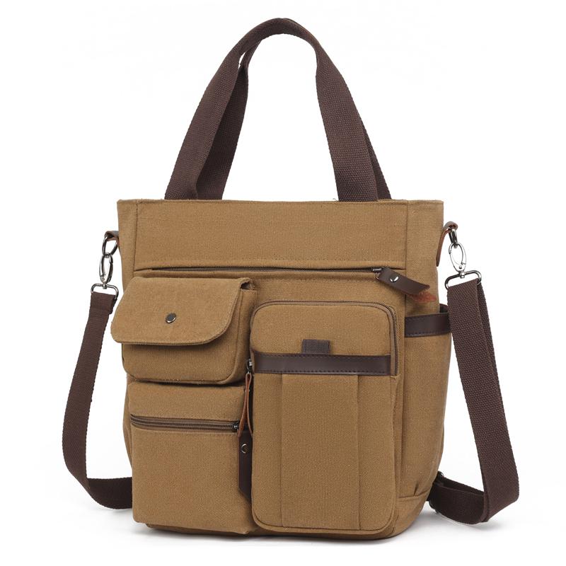 Unisex vintage plátěná taška přes rameno – odolná crossbody taška pro muže i ženy, aktovka do práce/na cesty/na vysokou školu