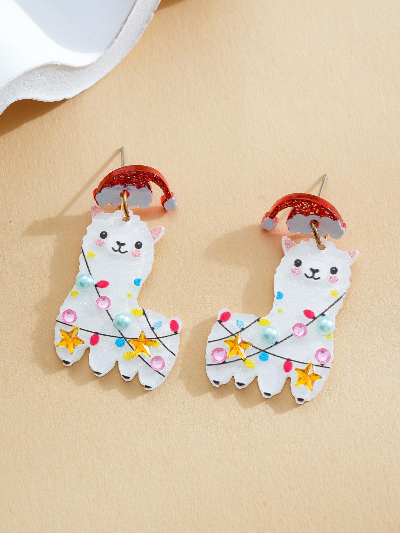 

Рождественские мультяшные акриловые серьги - Милый, простой дизайн для женщин