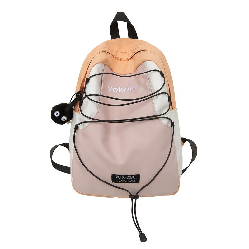 

School bag female ins Japanese niche contrasting colors versatile mountaineering sports bag outdoor travel backpack high school college student Single pack without pendant оранжевый