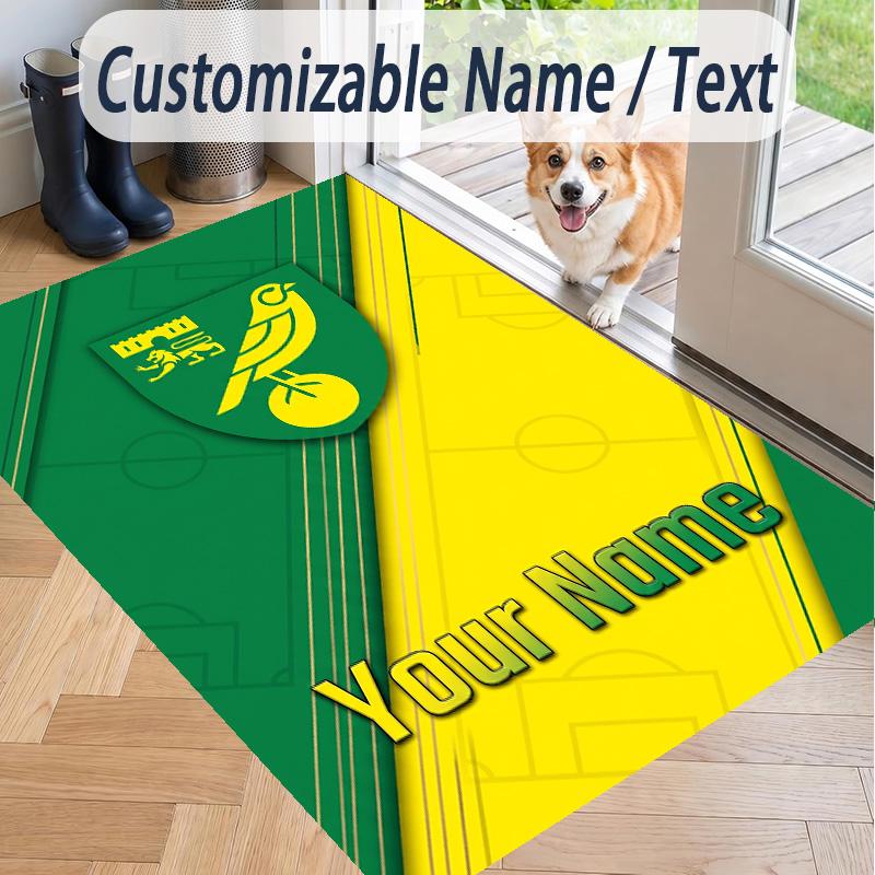 Custom Text Printed Rug Norwich City Non Slip Floor Carpet For Home Room Decor
