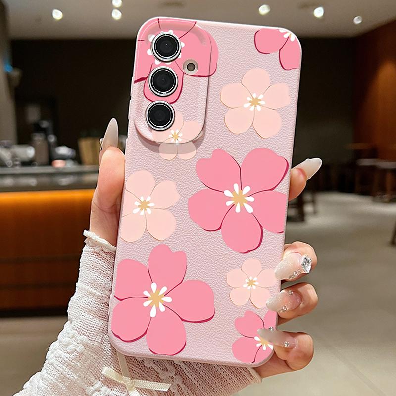 

Flowers Pattern Phone Case For Samsung Galaxy A57 A37 A17 A56 A55 A36 A16 A15 5G A26 A25 A54 Soft Silicone Leather Texture Cover Galaxy A14