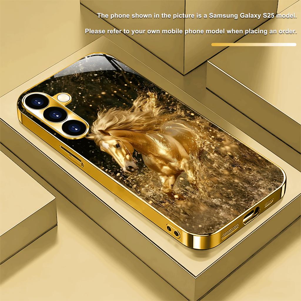 Pozlacený nový obal na telefon pro Samsung Galaxy S26 Ultra S25 Plus S24 S23 S22 fe tvrzené sklo Umělecké texturované vzory