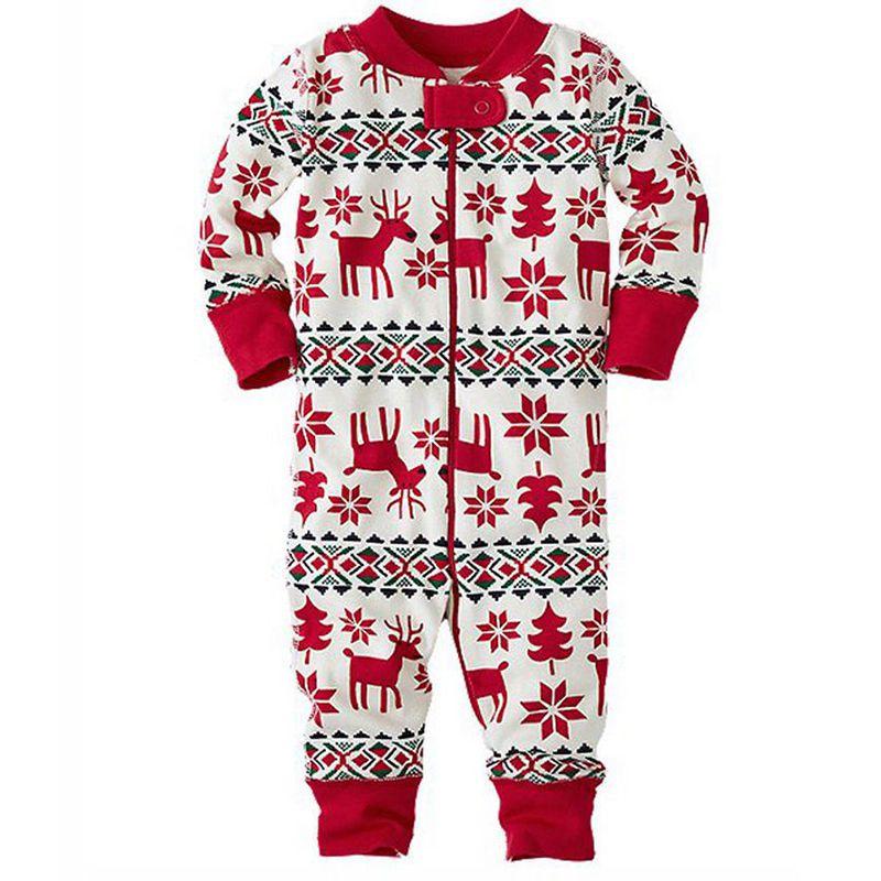 Festive Christmas Family Pajamas Set For Men Women Baby Kids Featuring Deer Print Design