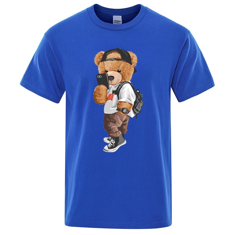 Men 2024 Fashion Ted Bear T Shirt Pure Cotton Tops Tee Funny Men Short Sleeve Crewneck Tees Summer Oversized Female T-Shirts